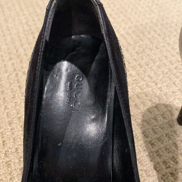 Gucci black Vintage Lace Up Platform Collegiate Women's Shoes Size 8.5 - Picture 5 of 9